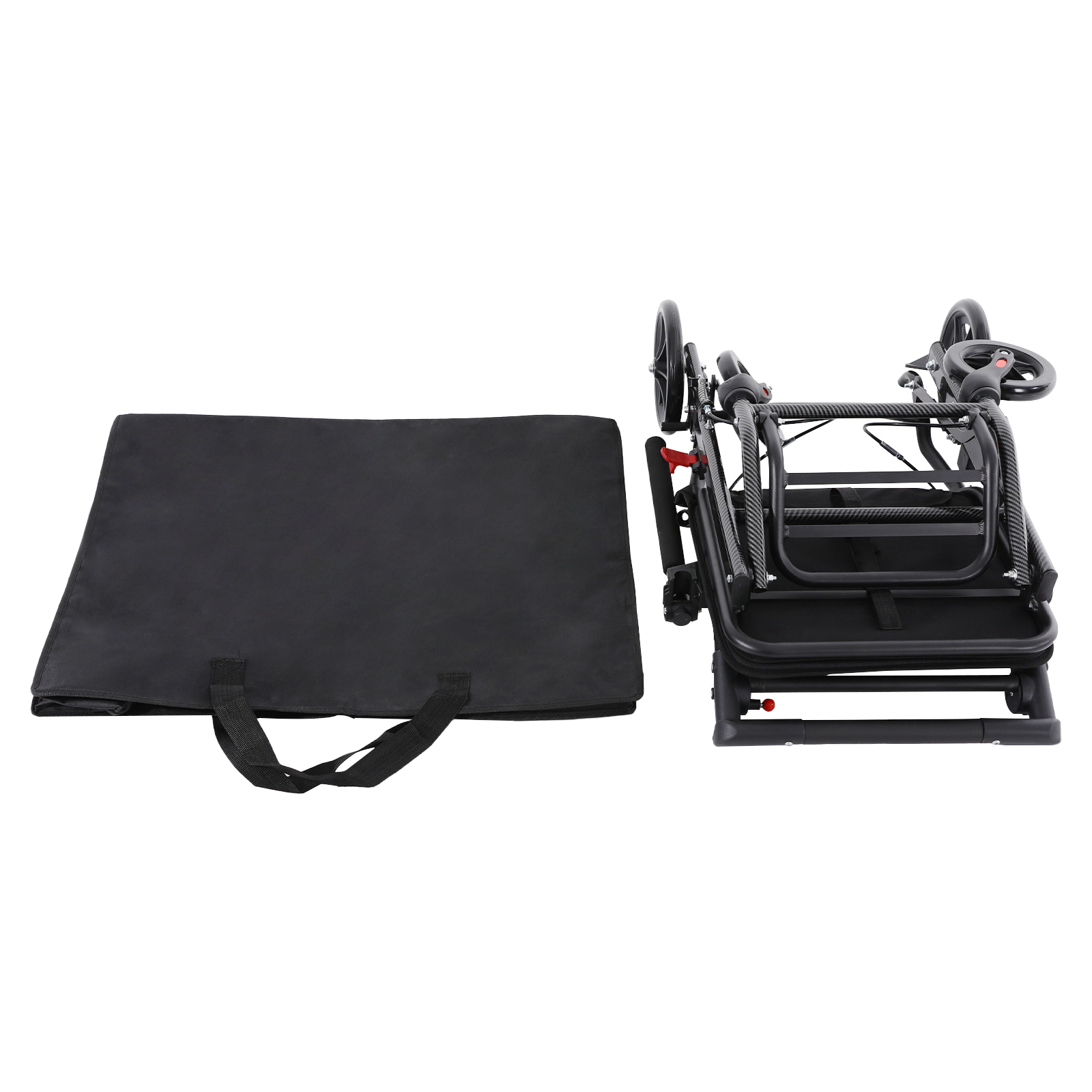 Black Foldable Transport Wheelchair, Portable Traveling Wheelchair, Folding Transport Wheelchair with Storage Bag Black Foldable Transport Wheelchair, Portable Traveling Wheelchair, Folding Transport Wheelchair with Storage Bag