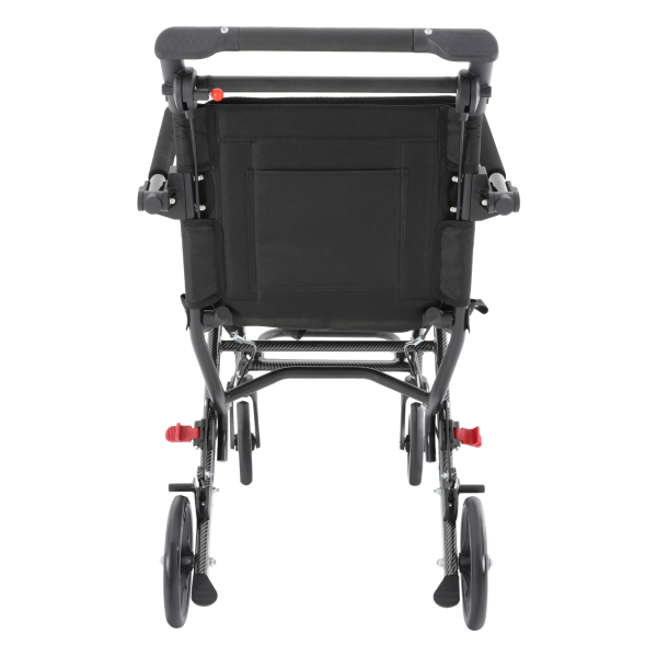 Black Foldable Transport Wheelchair, Portable Traveling Wheelchair, Folding Transport Wheelchair with Storage Bag