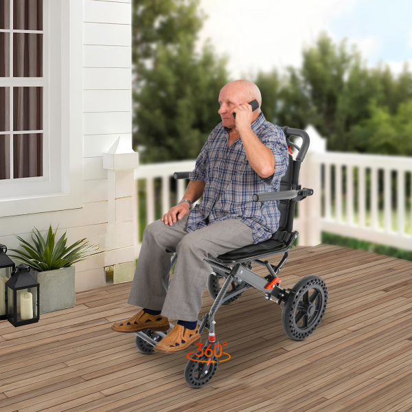 100kg Honeycomb Tires Foldable Transport Wheelchair, Portable Traveling Wheelchair with Storage Bag 100kg Honeycomb Tires Foldable Transport Wheelchair, Portable Traveling Wheelchair with Storage Bag