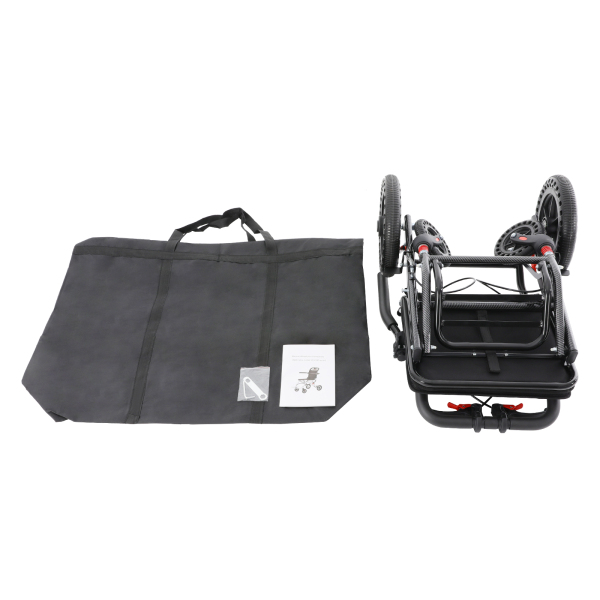 100kg Honeycomb Tires Foldable Transport Wheelchair, Portable Traveling Wheelchair with Storage Bag