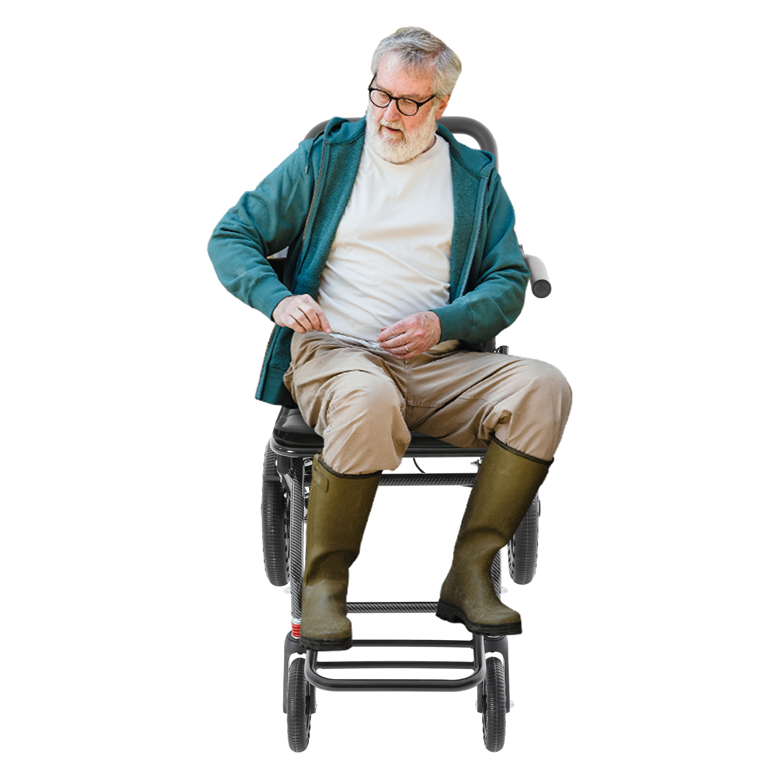 100kg Honeycomb Tires Foldable Transport Wheelchair, Portable Traveling Wheelchair with Storage Bag