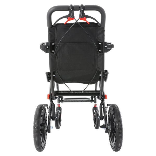 100kg Honeycomb Tires Foldable Transport Wheelchair, Portable Traveling Wheelchair with Storage Bag
