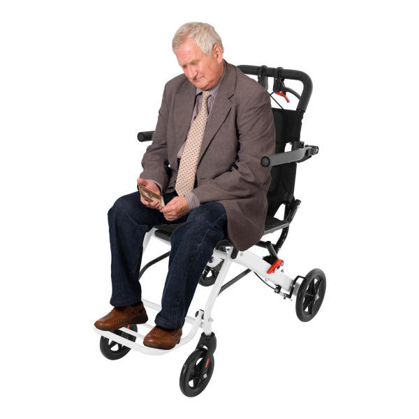 Lightweight Folding Transport Wheelchair, Folding Transport Wheelchair with Travel Bag, Portable Travel Wheelchair for Walking, Outings, Travel