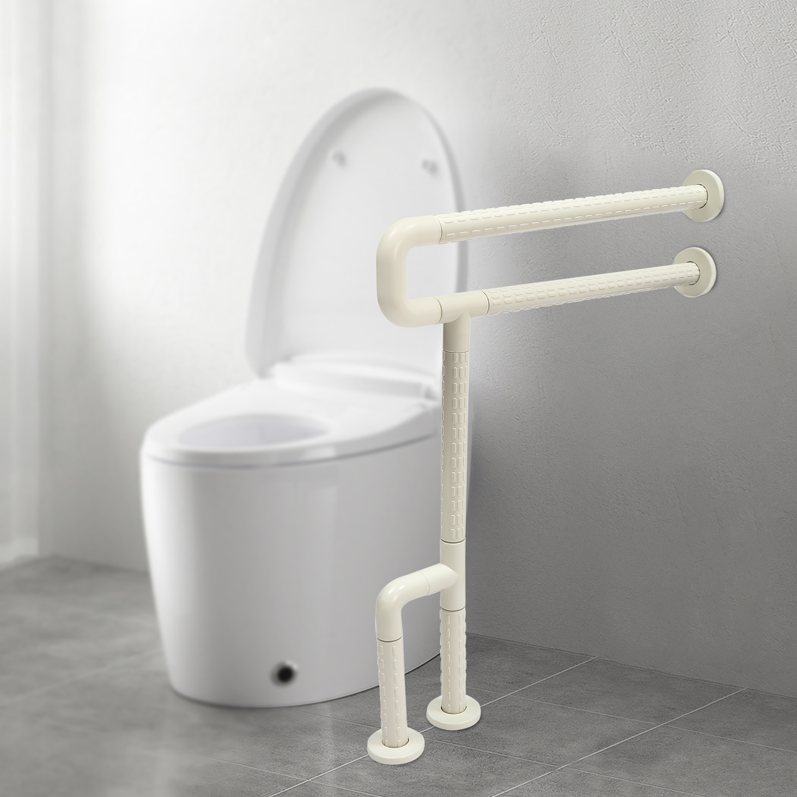 Wall Mount Help Handle with Floor Stand 69cm Wall Mount Handrail Bar Supports up to 150kg For Corridors Stairs Swimming Pools Bathtubs