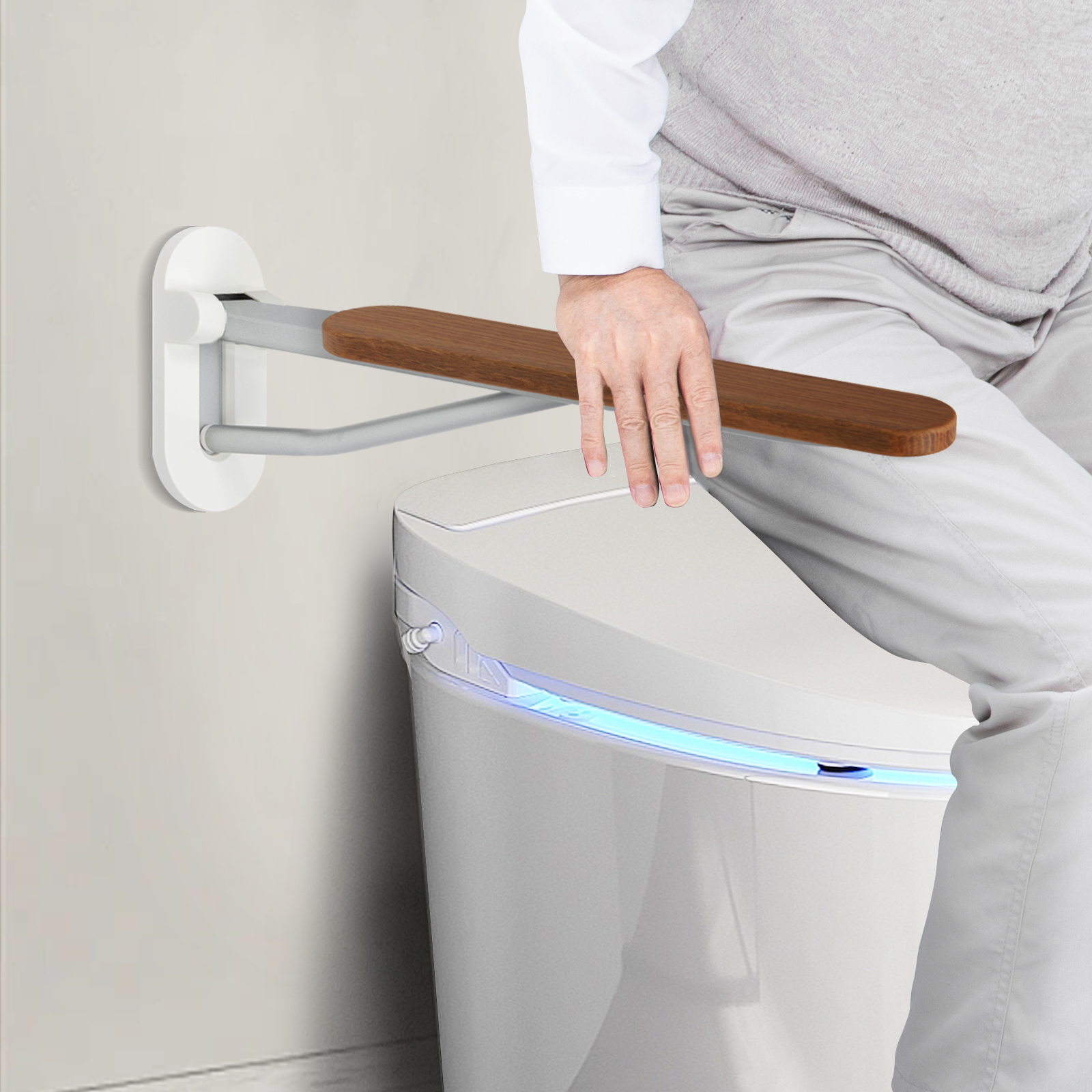 Foldable Toilet Grab Bar Wall Mounted Toilet Safety Bar Toilet Handrail for Elderly & Disabled & Pregnant 18.3*2.36*0.79 inches up to 330.69 lbs