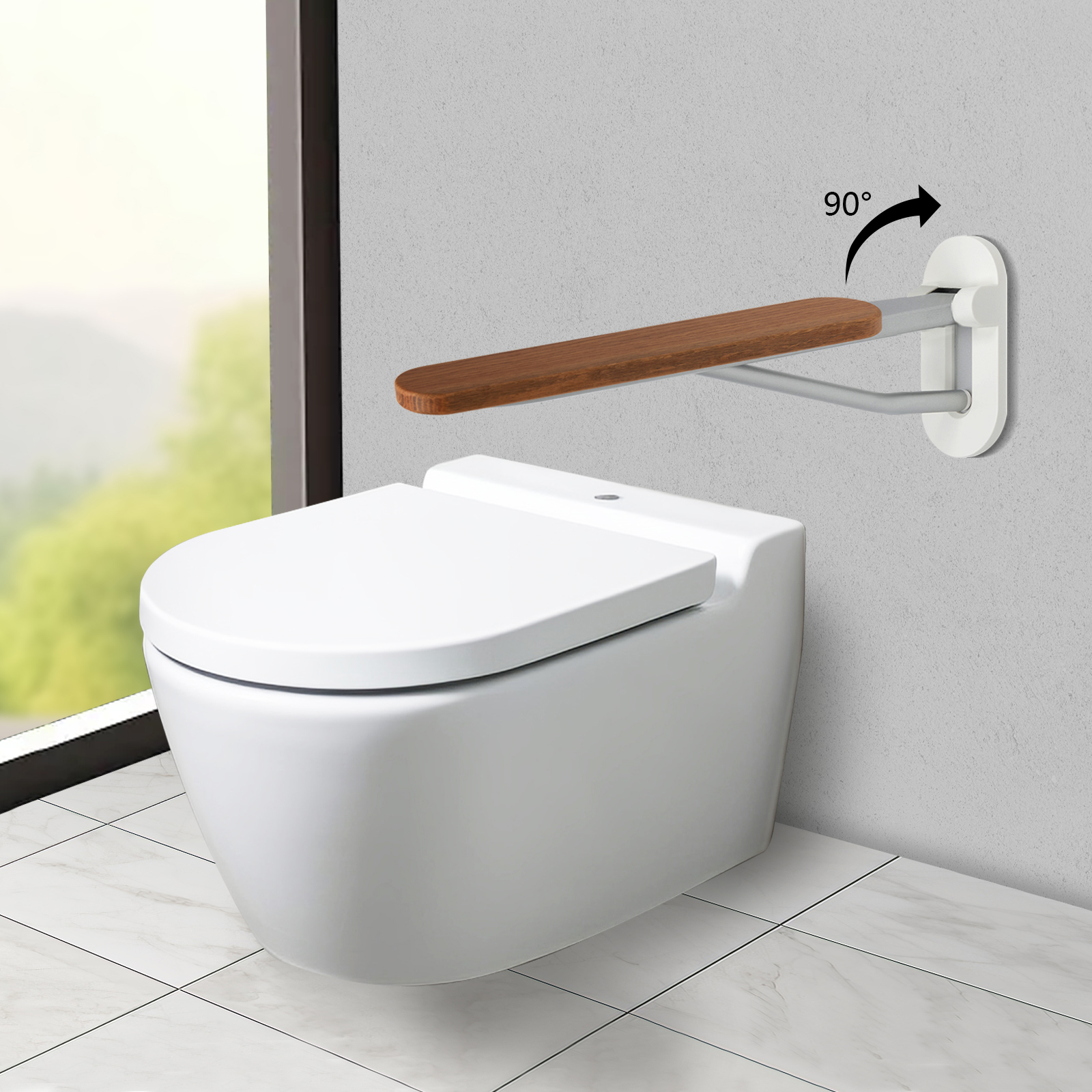 Foldable Toilet Grab Bar Wall Mounted Toilet Safety Bar Toilet Handrail for Elderly & Disabled & Pregnant 18.3*2.36*0.79 inches up to 330.69 lbs