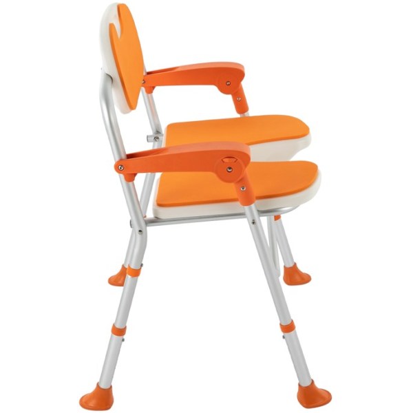 Shower Chair Height Adjustable with Backrest Armrests Bath Chair for the Elderly Pregnant Women Disabled People In Hospitals Nursing Homes Orange