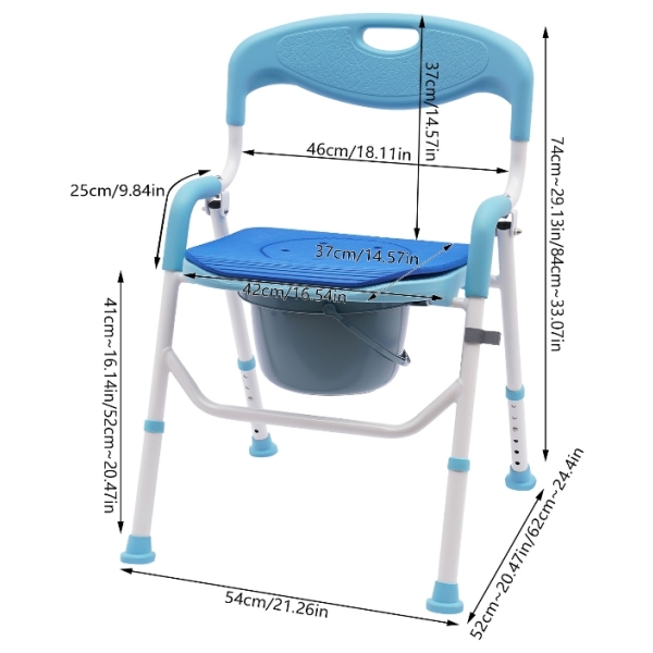 Folding Shower Toilet Chair Made Of Aluminum Alloy With EVA Bathroom Commode Function Suitable For The Elderly with Commode Folding Shower Toilet Chair Made Of Aluminum Alloy With EVA Bathroom Commode Function Suitable For The Elderly with Commode