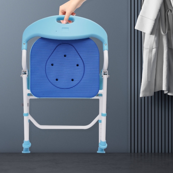 Folding Shower Toilet Chair Made Of Aluminum Alloy With EVA Bathroom Commode Function Suitable For The Elderly with Commode Folding Shower Toilet Chair Made Of Aluminum Alloy With EVA Bathroom Commode Function Suitable For The Elderly with Commode
