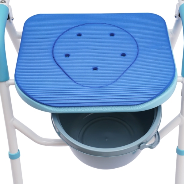 Folding Shower Toilet Chair Made Of Aluminum Alloy With EVA Bathroom Commode Function Suitable For The Elderly with Commode Folding Shower Toilet Chair Made Of Aluminum Alloy With EVA Bathroom Commode Function Suitable For The Elderly with Commode