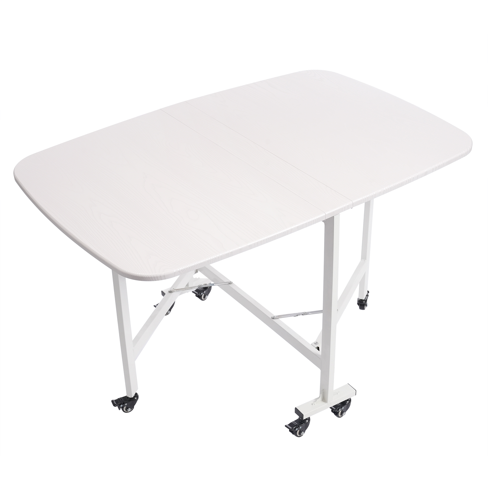 Foldable Dining Table Three-fold Portable Folding Table For Home Use 120*80*75cm For Gardens Balconies Bedrooms Living Rooms White