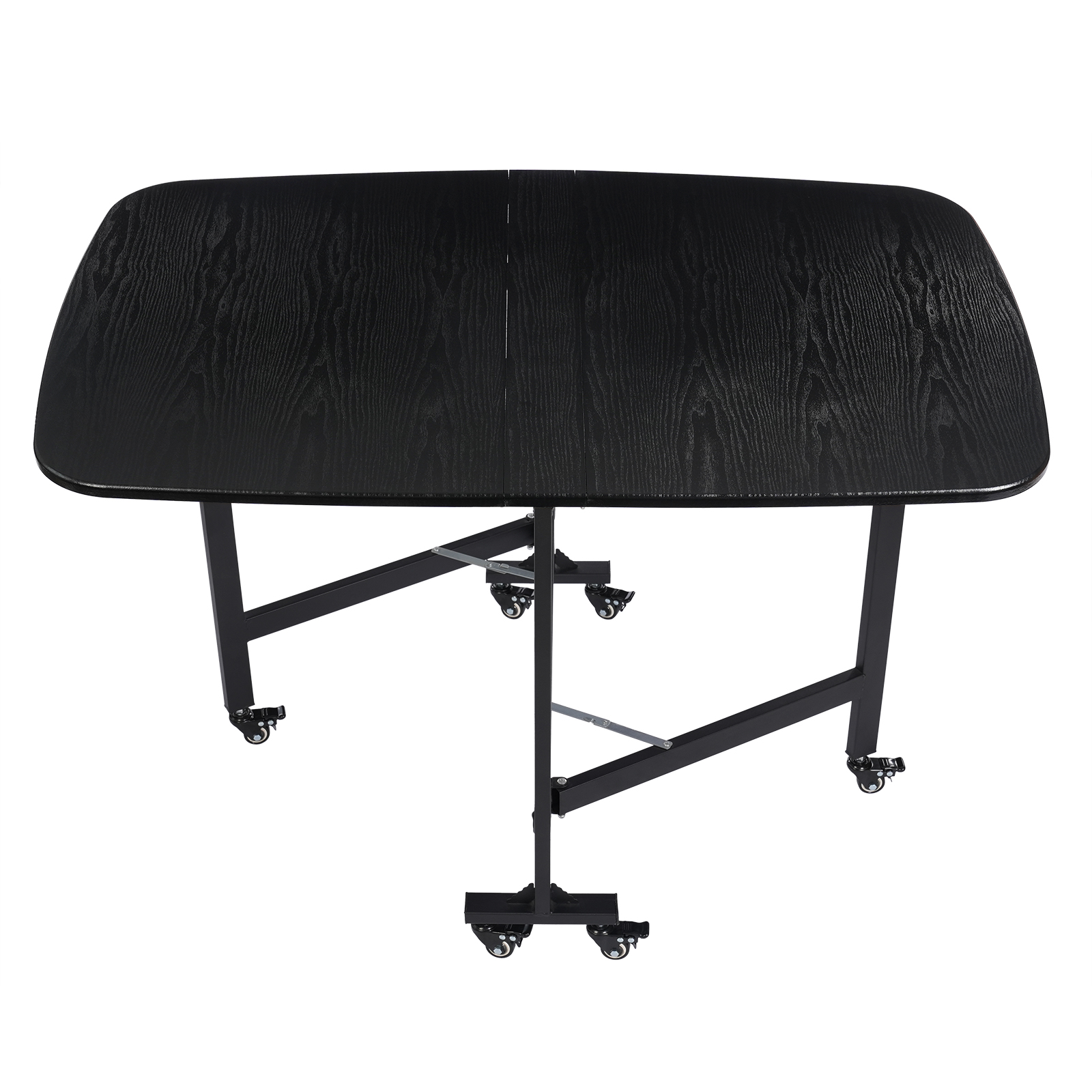 Foldable Dining Table Three-fold Portable Folding Table For Home Use 120*80*75cm For Gardens Balconies Bedrooms Living Rooms Black