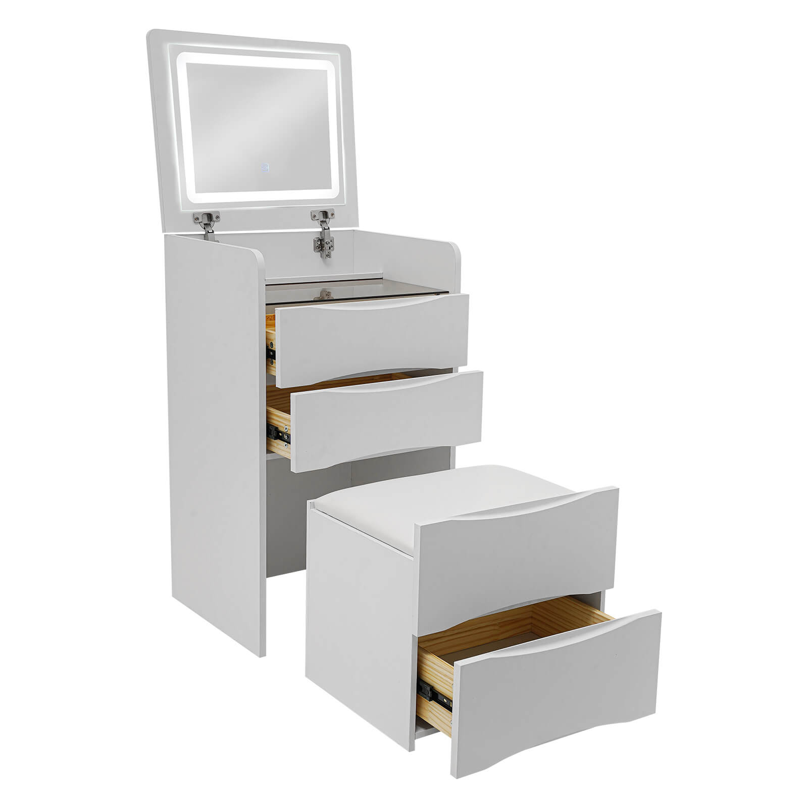 Vanity Desk with Flip Top Lighted Mirror, Vanity Desk with Makeup Stool, Makeup Vanity Table Vanity Desk with Flip Top Lighted Mirror, Vanity Desk with Makeup Stool, Makeup Vanity Table