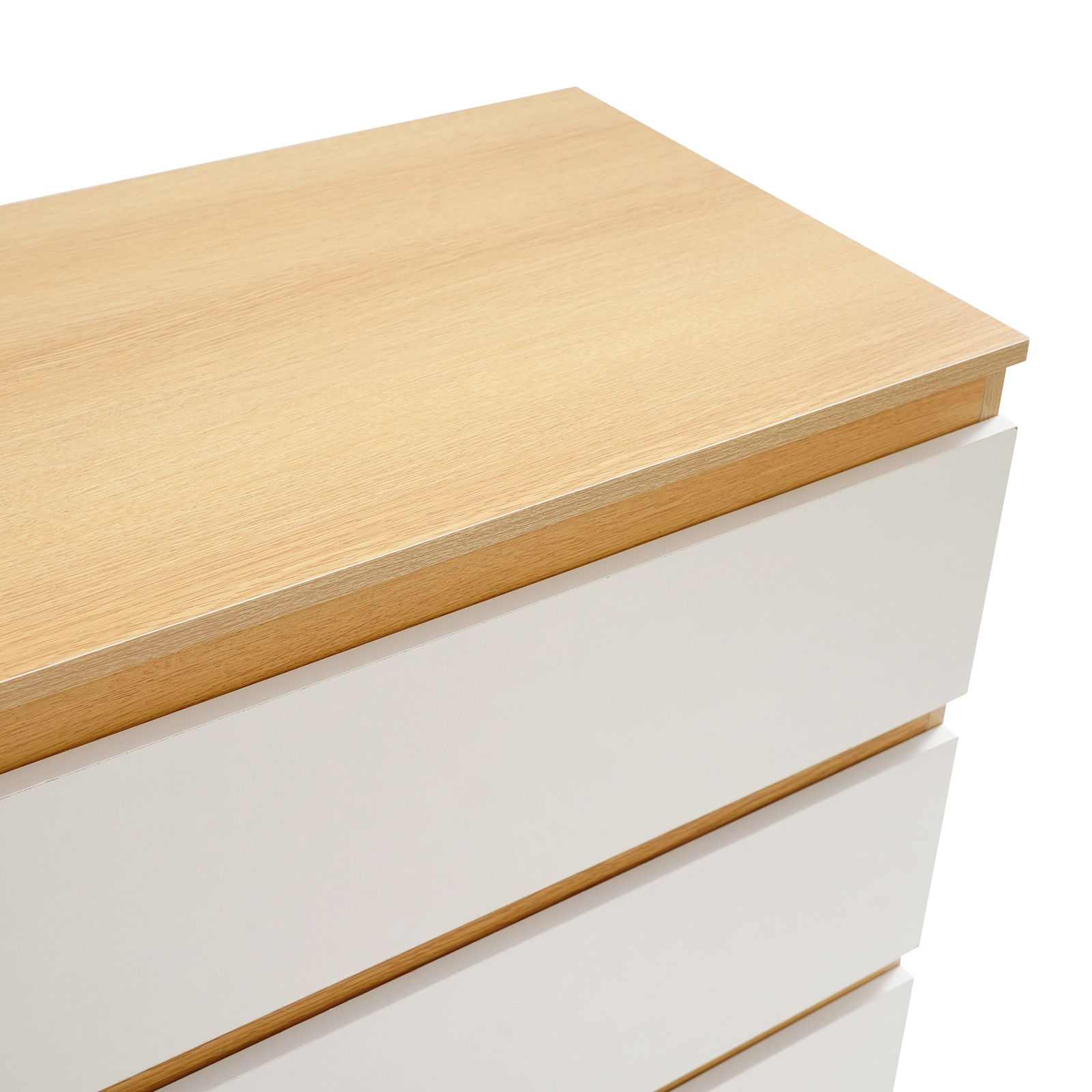 Four-layer four-drawer chest of drawers-pastoral oak+white 80cm