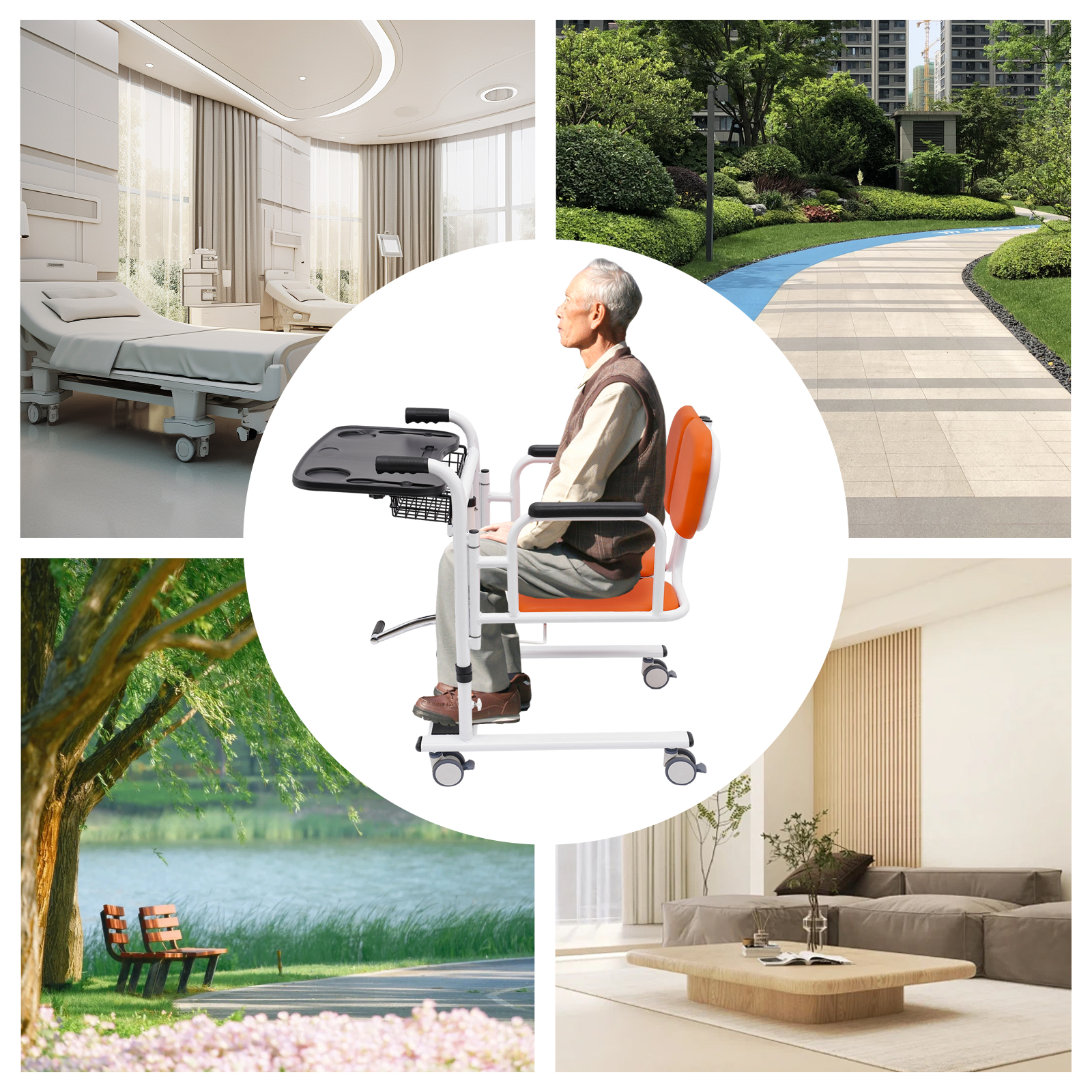 Home Hydraulic Patient Lift Portable Elderly Transport Wheelchair