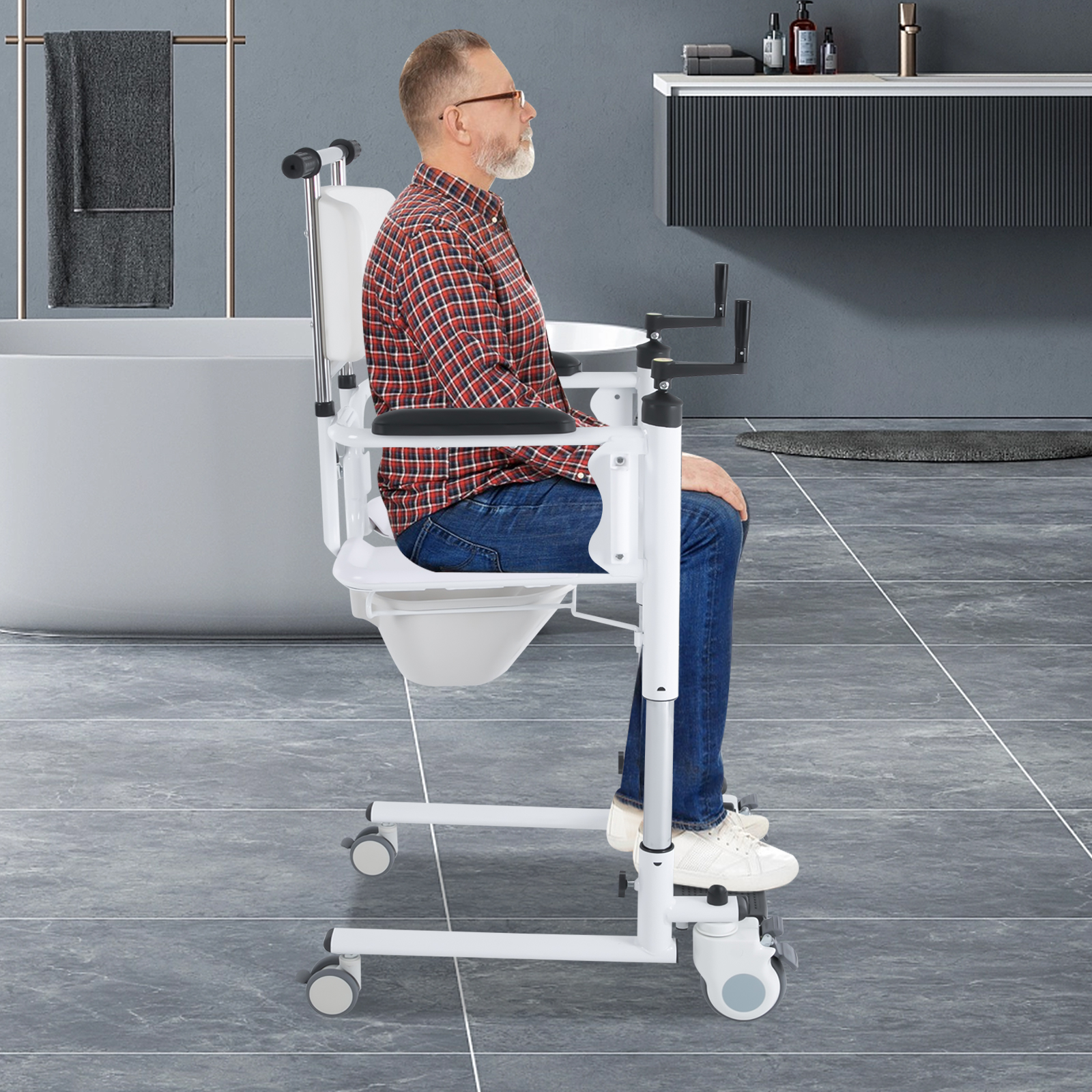 Patient Transfer Lift Wheelchair Patient Transfer Chair for Home (Manual Model)