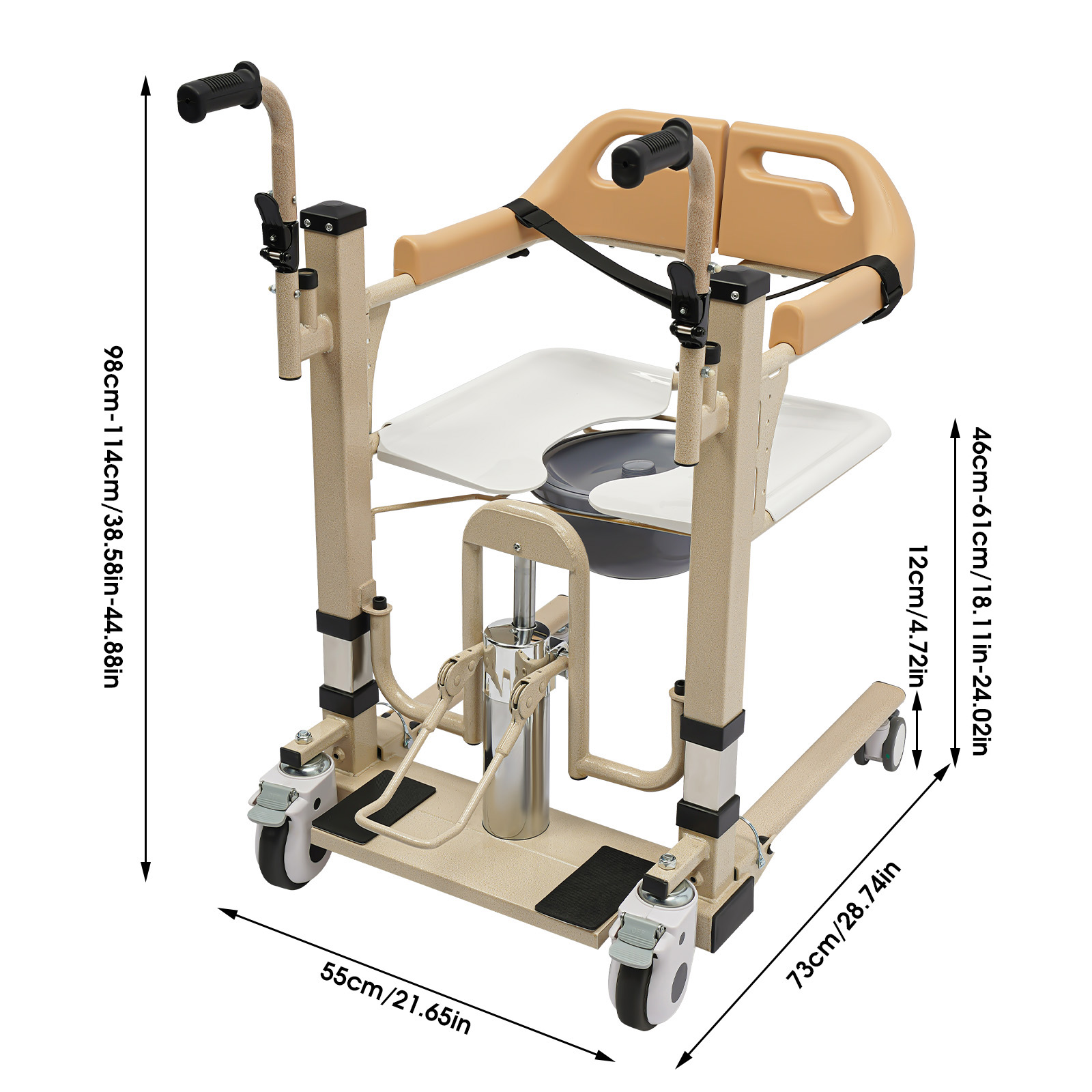 Patient Lift for Home, 180° Split Wheelchair, Portable Transport Lift, Portable Transport Lift with Potty