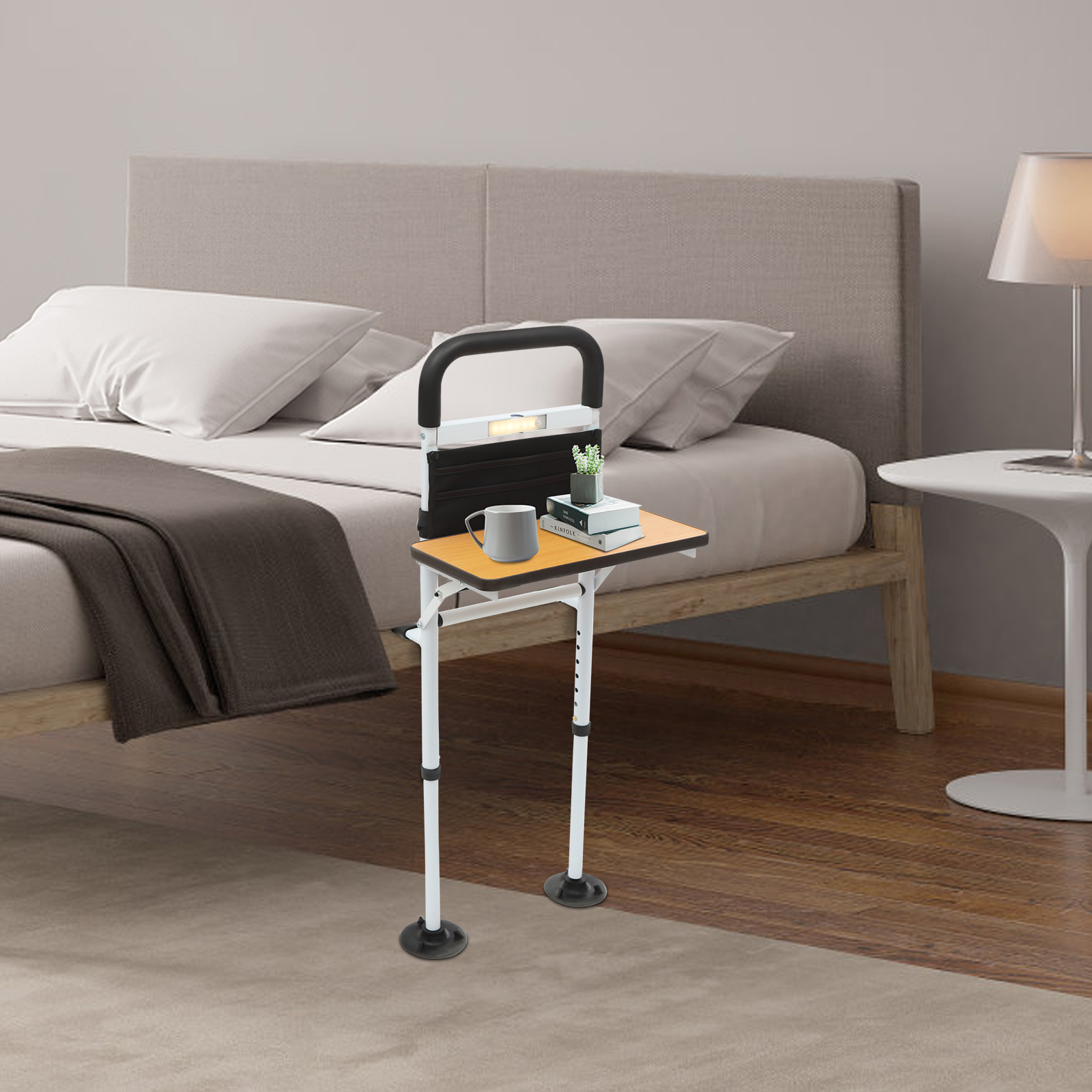 Safe Bed Rail, Height Adjustable Bed Assist Rail, Stable Bed Assist Rail for Most Beds, such as Single Beds, Double Beds