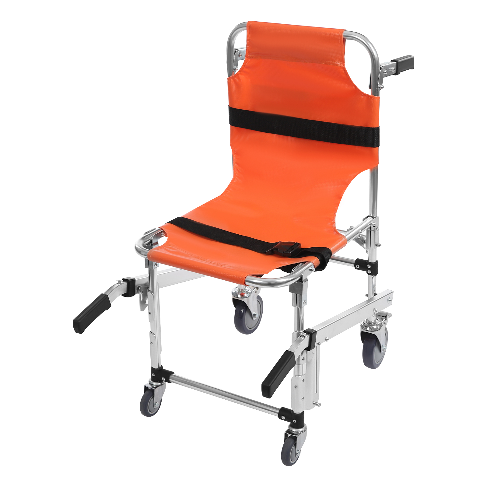EMS Foldable Emergency Stair Chair, Stair Climbing Wheelchair, Folding Transportation Stair Chair - Orange