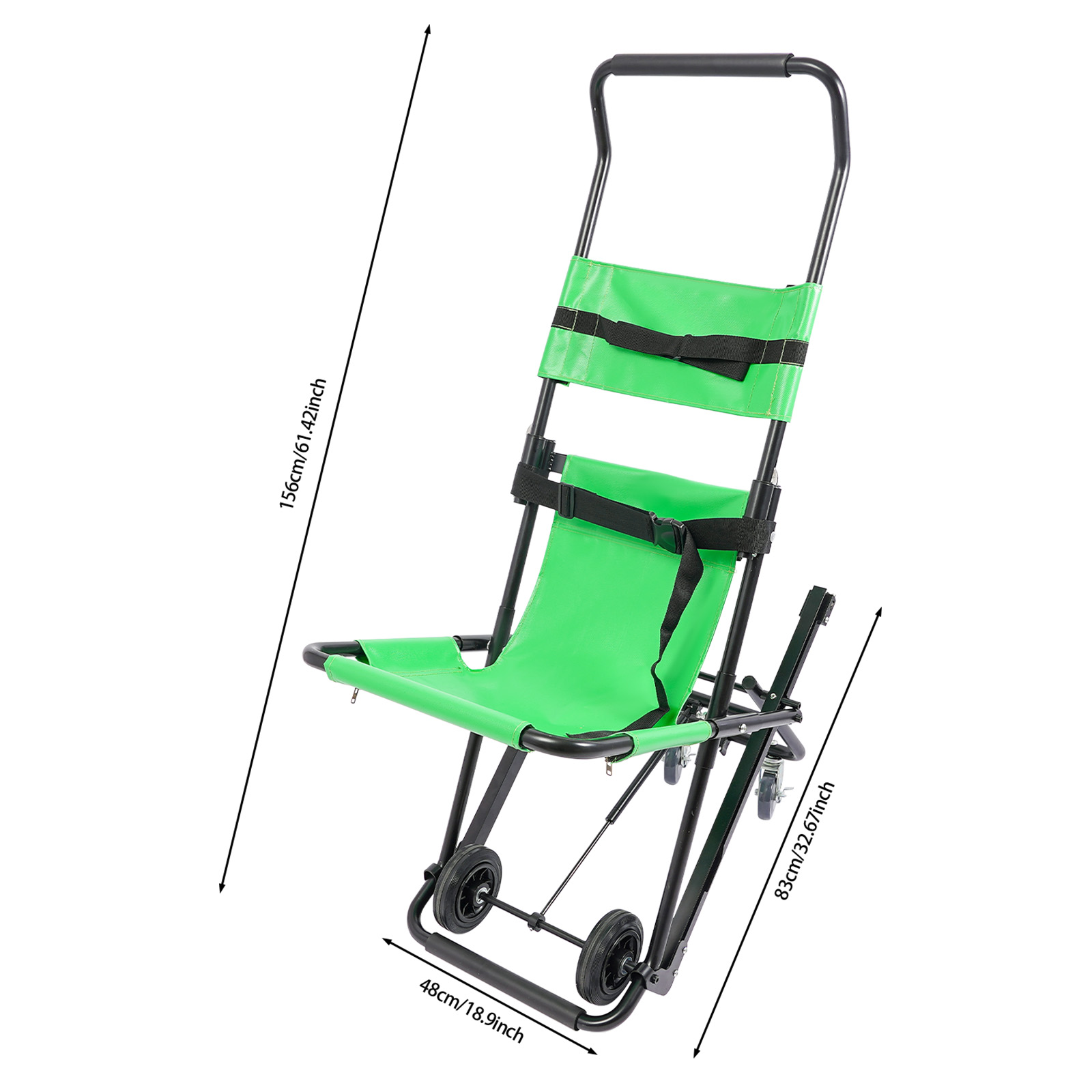 Manual Stair Chair, Foldable Emergency Stair Chair with Wheels, Portable Transport Stair Chair - Green