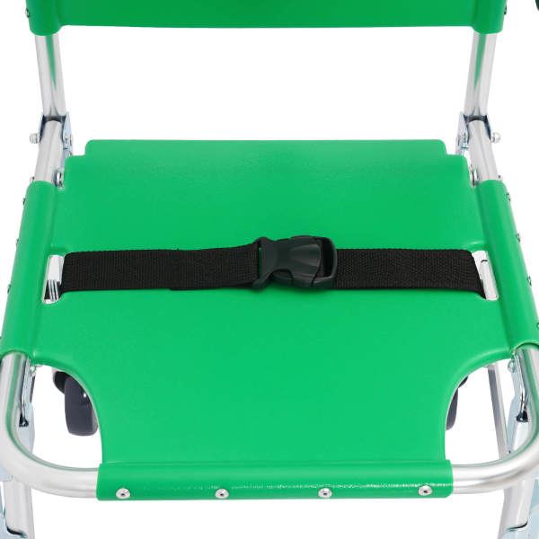 Green 4-Wheel Stair Chair with Footrest, Folding Evacuation Chair - 350 lbs Capacity, Aluminum Alloy	