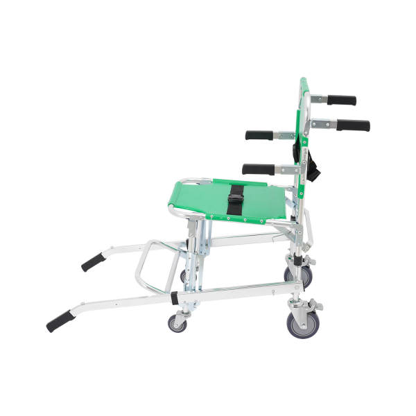 Green 4-Wheel Stair Chair with Footrest, Folding Evacuation Chair - 350 lbs Capacity, Aluminum Alloy	