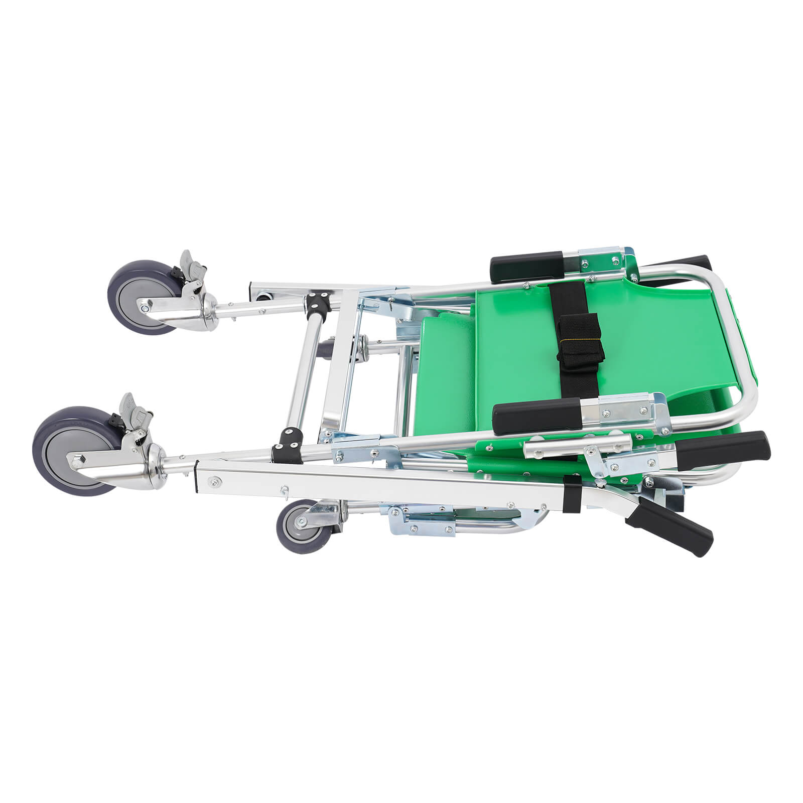 Green 4-Wheel Stair Chair with Footrest, Folding Evacuation Chair - 350 lbs Capacity, Aluminum Alloy	