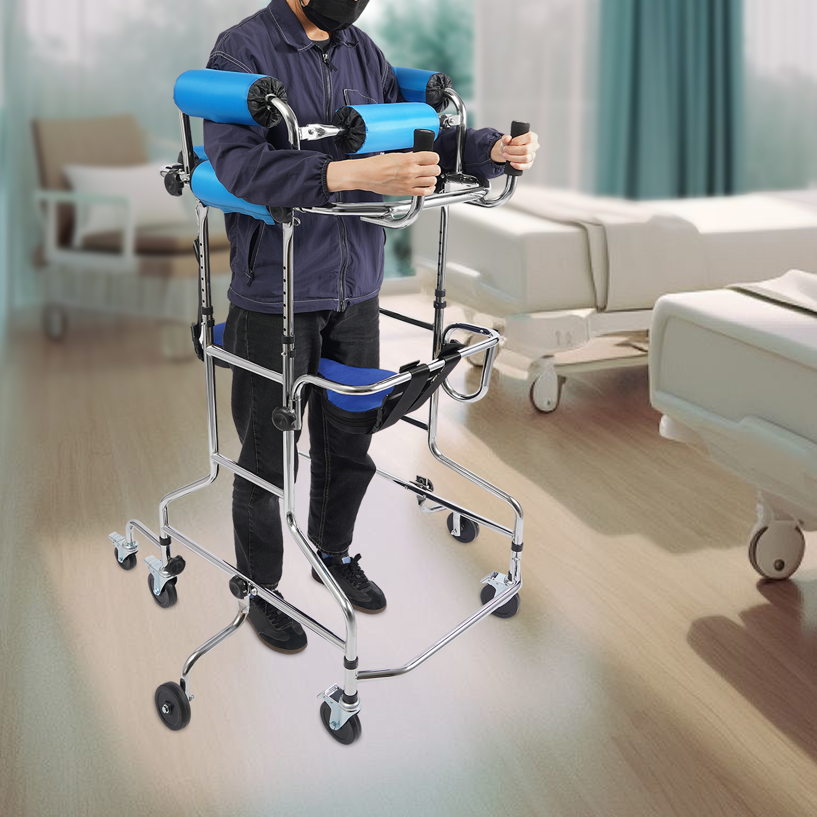 Adult Walker, Walking Aid, Standing Walker for 59.06-70.87in Mobility-Impaired Elderly, Hemiplegic Patients Adult Walker, Walking Aid, Standing Walker for 59.06-70.87in Mobility-Impaired Elderly, Hemiplegic Patients