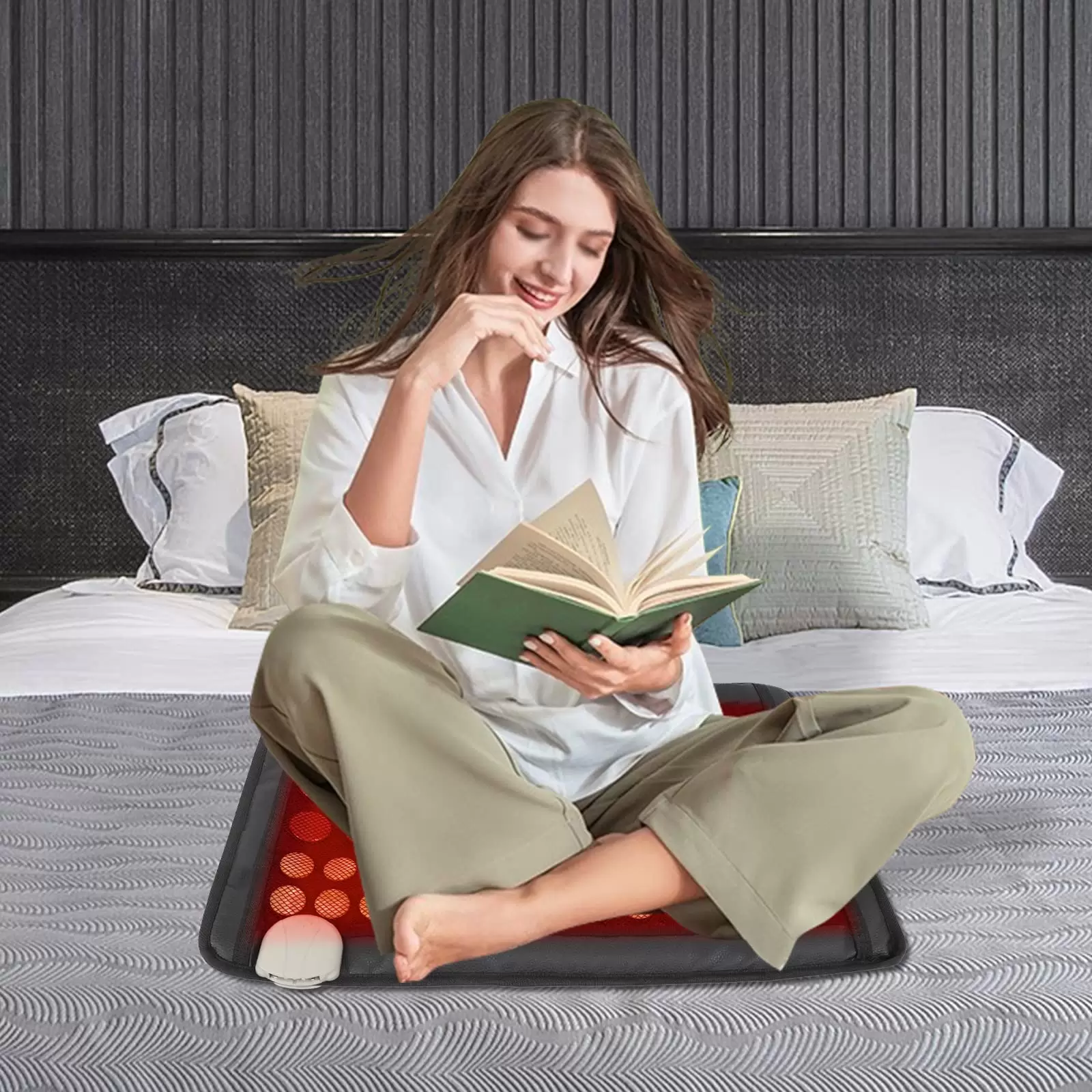 Infrared Heating Pad Infrared Back Heating Pad Tourmaline Natural Jade and Tourmanium 23.5*16" 220V Automatic Shut-off for Offices Homes Infrared Heating Pad Infrared Back Heating Pad Tourmaline Natural Jade and Tourmanium 23.5*16" 220V Automatic Shut-off for Offices Homes