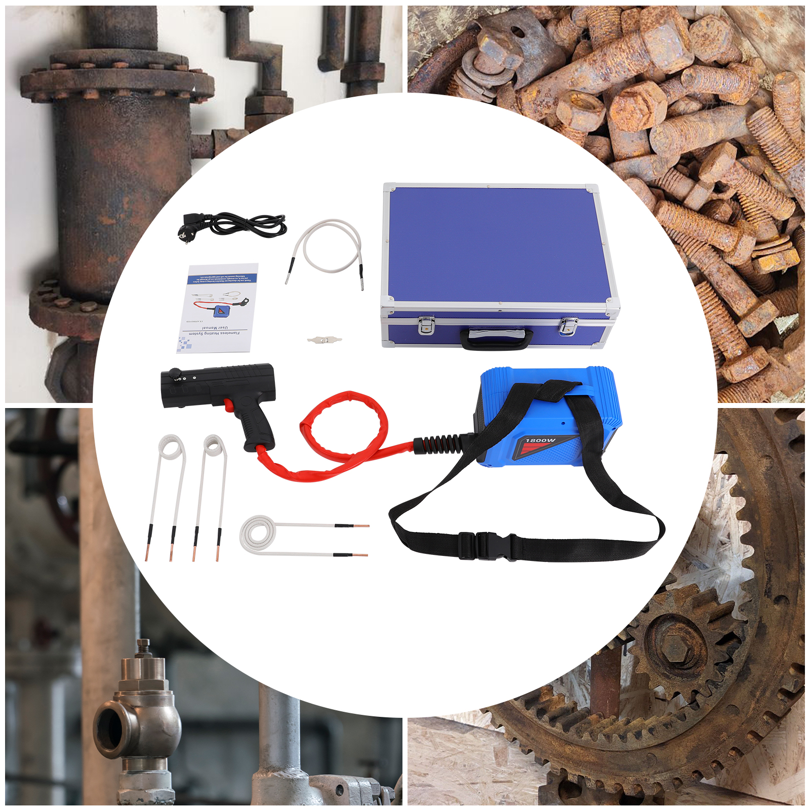 Magnetic Induction Heater, Induction Heater with Heating Coils, 1800W Magnetic Induction Heater