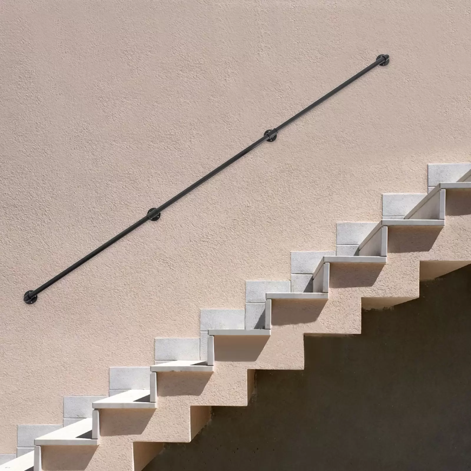 9FT Stair Handrail, Metal Staircase Handrail, Industrial Hand Rail for Installation on Stairs, Attic, Foot Railings