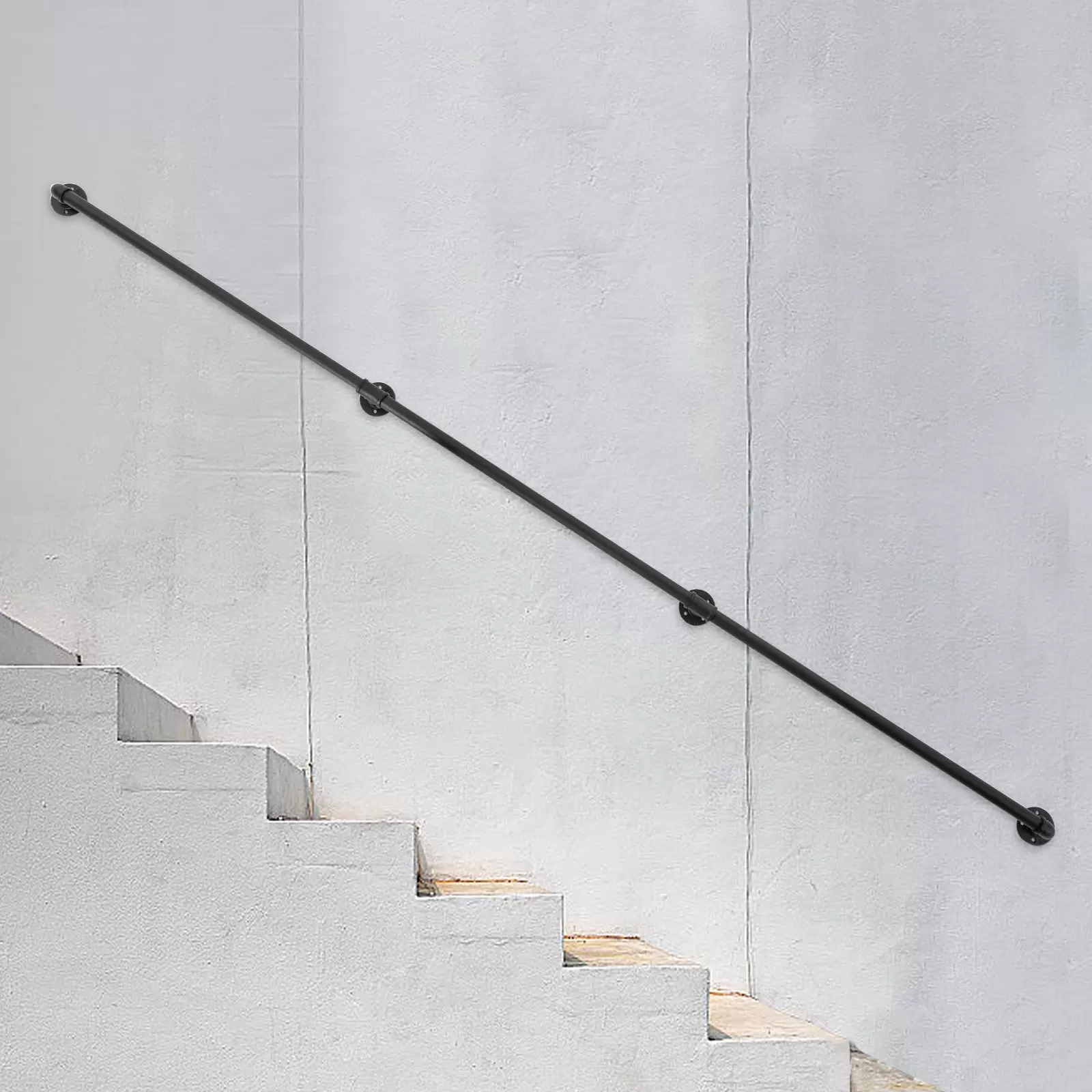 9FT Stair Handrail, Metal Staircase Handrail, Industrial Hand Rail for Installation on Stairs, Attic, Foot Railings 9FT Stair Handrail, Metal Staircase Handrail, Industrial Hand Rail for Installation on Stairs, Attic, Foot Railings