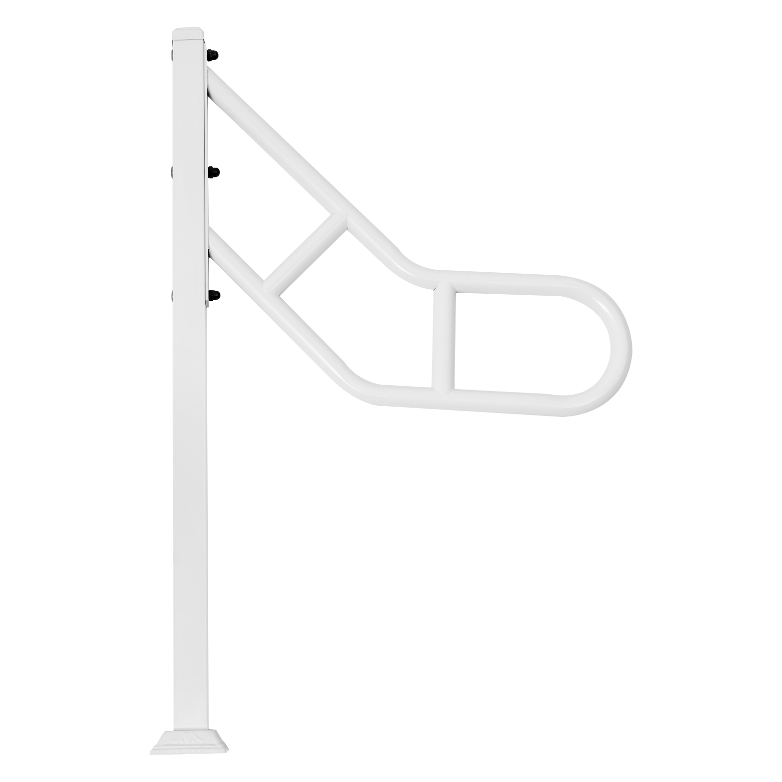 Single post railing, Exterior stair railing for stair treads, U-shaped stair railing, White Single post railing, Exterior stair railing for stair treads, U-shaped stair railing, White