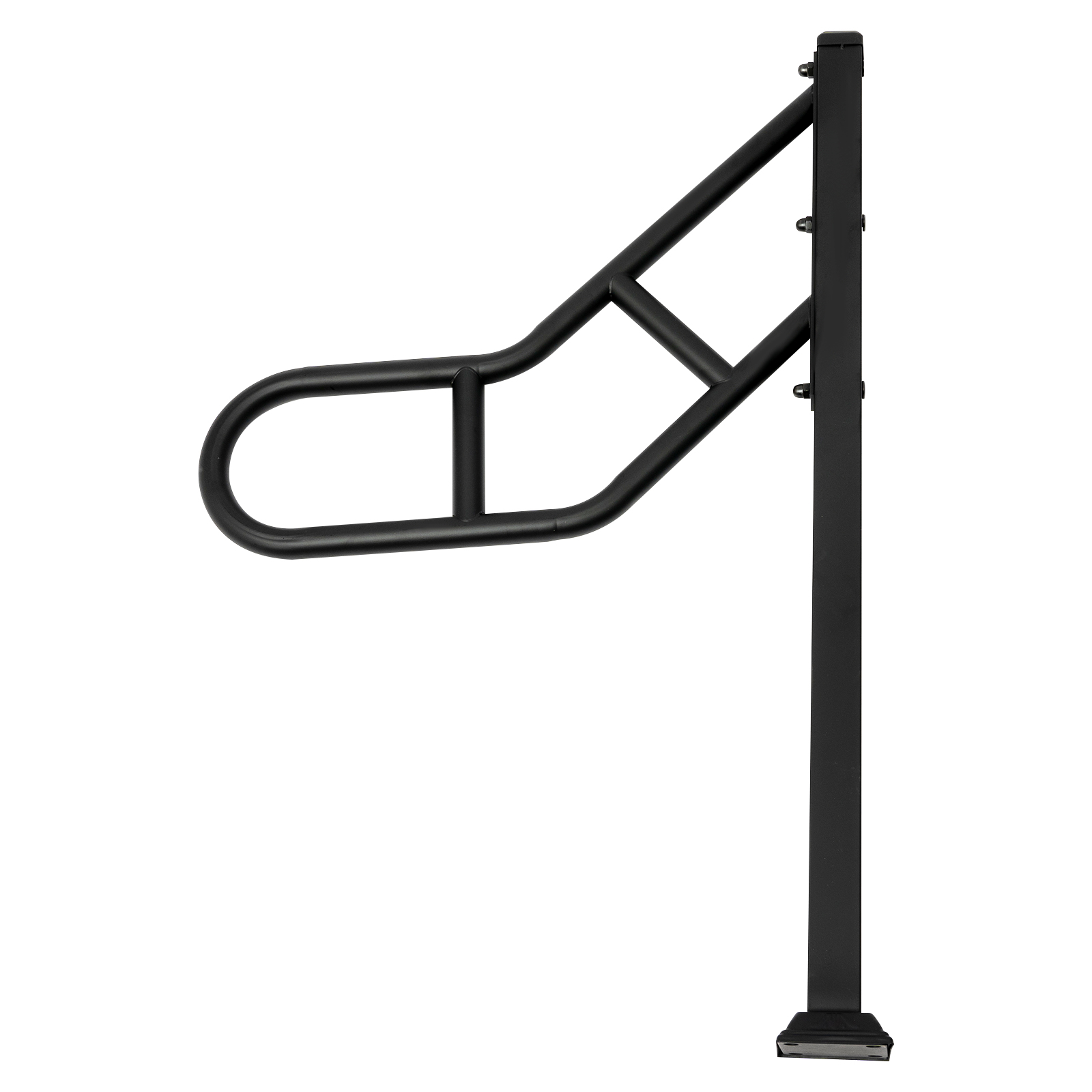 Single post railing, Exterior stair railing for stair treads, U-shaped stair railing, Black