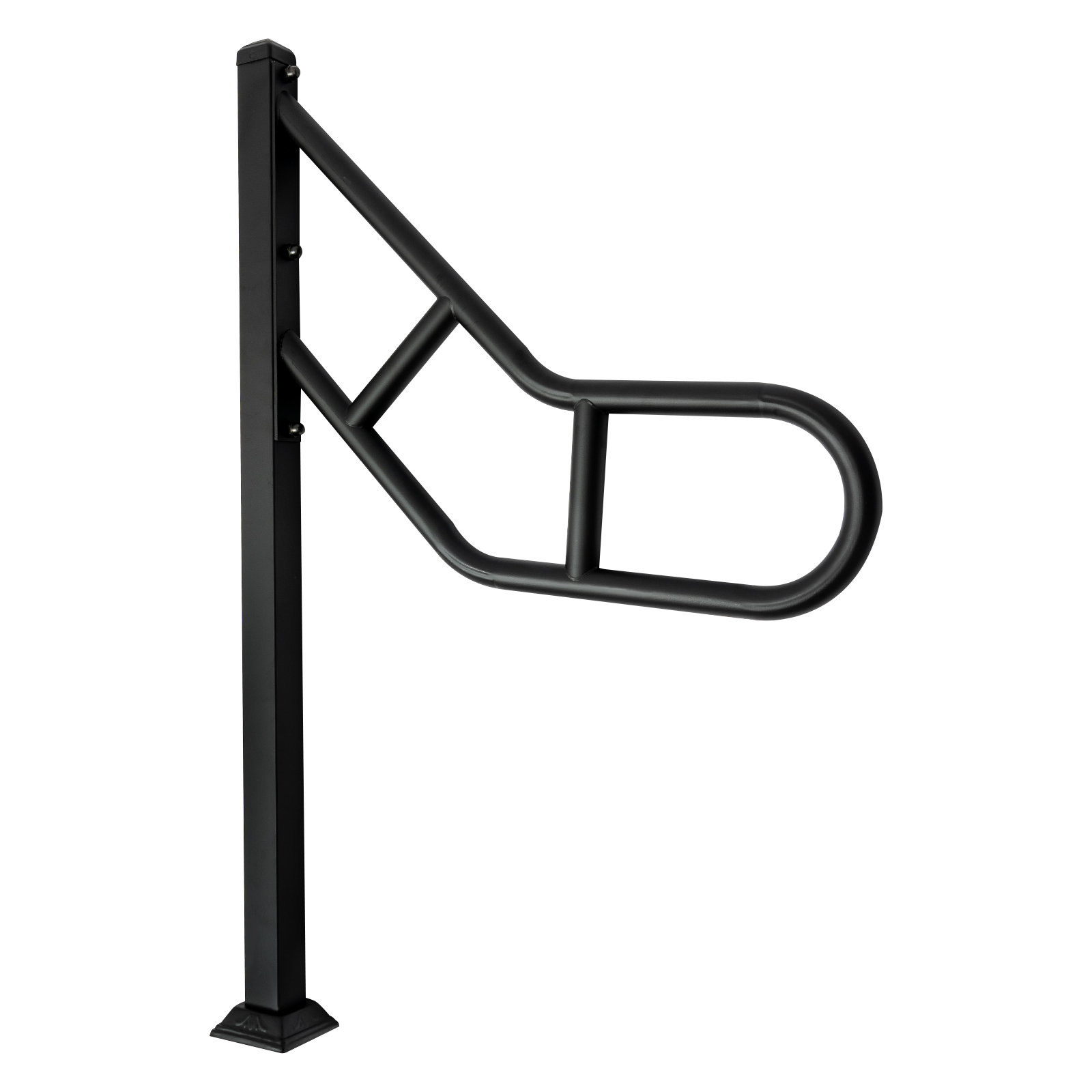 Single post railing, Exterior stair railing for stair treads, U-shaped stair railing, Black Single post railing, Exterior stair railing for stair treads, U-shaped stair railing, Black