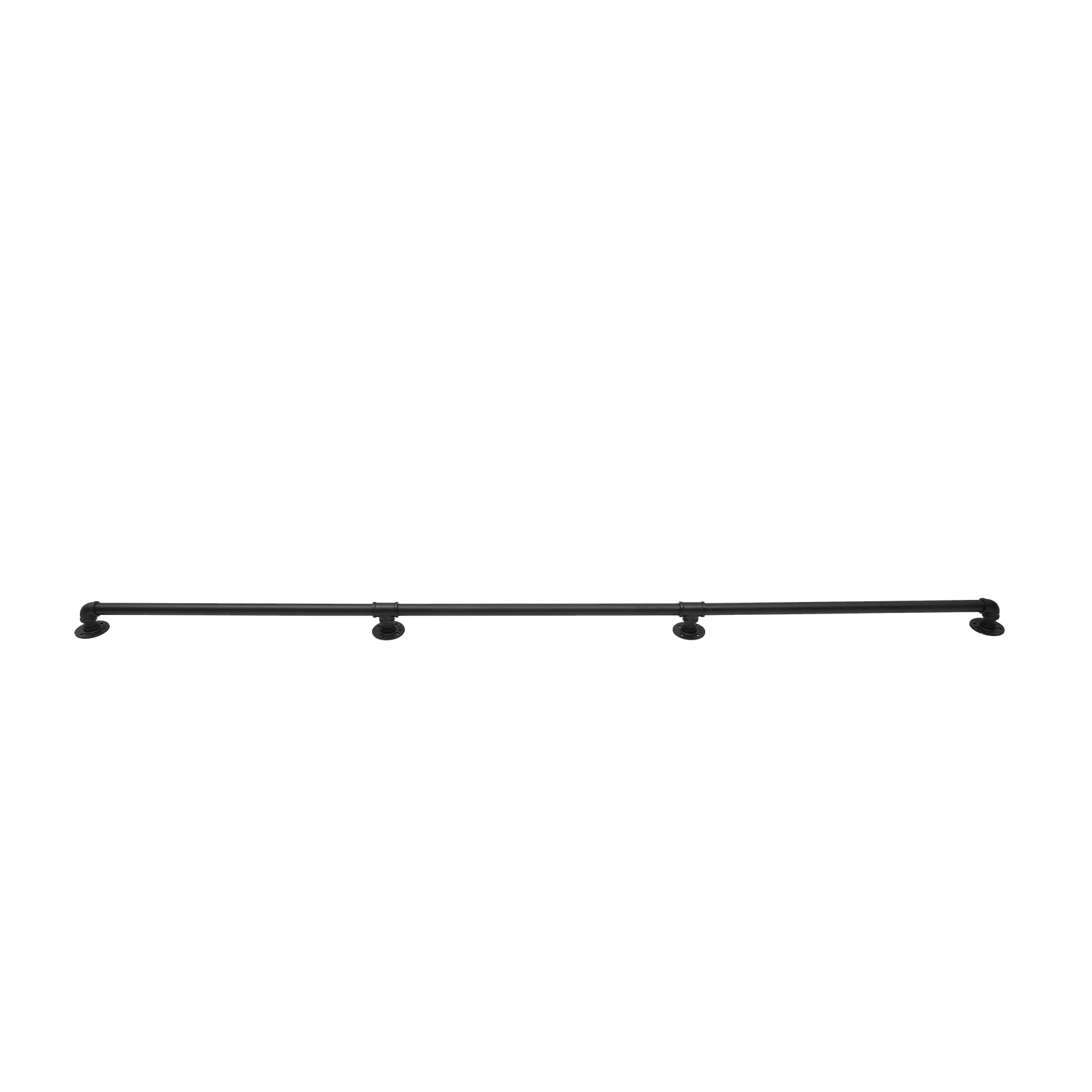 Tube handrail, heavy duty metal with load bearing capacity, 8 feet, 3 sections, Wall clearance: 8cmm, Black