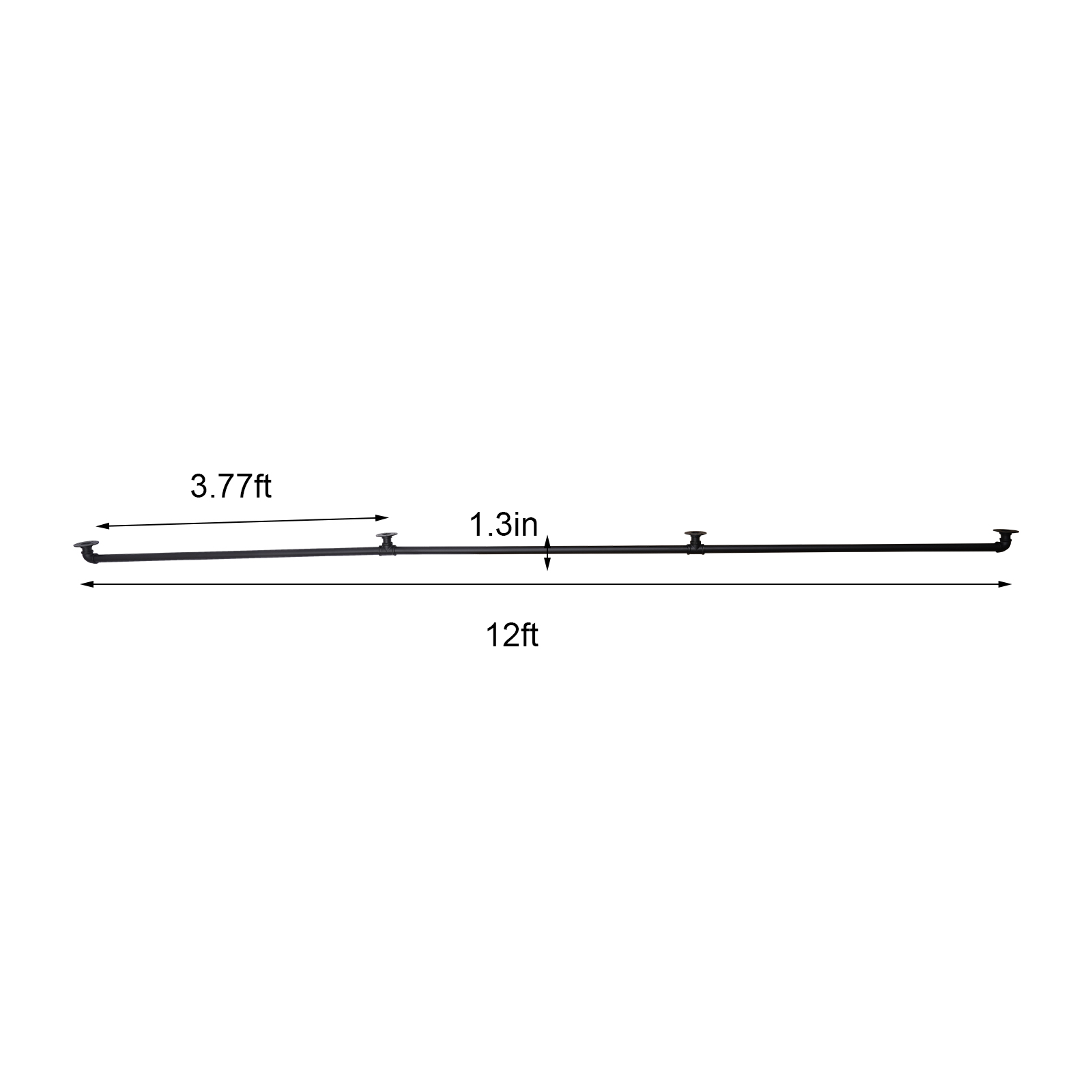 Stair Handrails Pipe Railing Heavy Duty Metal with Load Bearing Capacity Sturdy Construction 12 Ft 3 Sections for Wood Vinyl Brick Stucco Black
