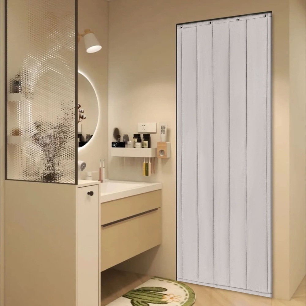 Thermal Insulated Door Curtain, Winter Door Cover Screen, Soundproof Blanket, Privacy Curtains- 35.5*79- Gray