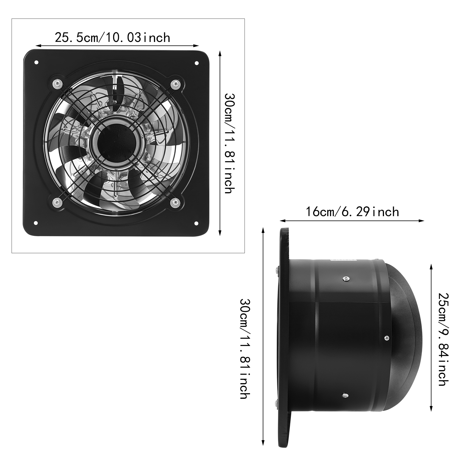 10 Inch Exhaust Fan, Portable Ventilation Fan, Kitchen Exhaust Fan Wall Mount with Backdraft Damper