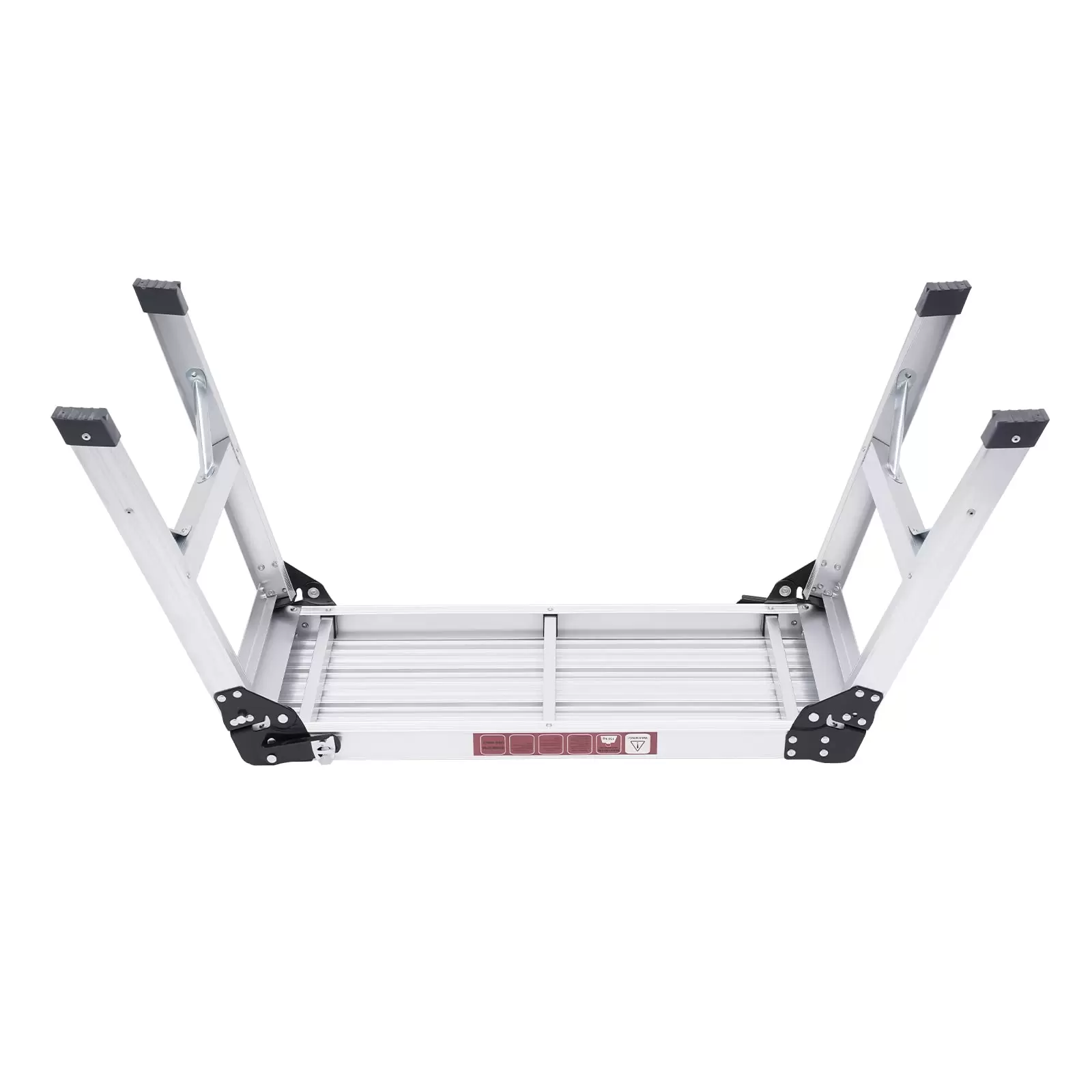 Folding Work Platform Strong and Durable Bench Ladder Stool Anti-slip Surface Supports Up to 150kg for Washing Vehicles Silver