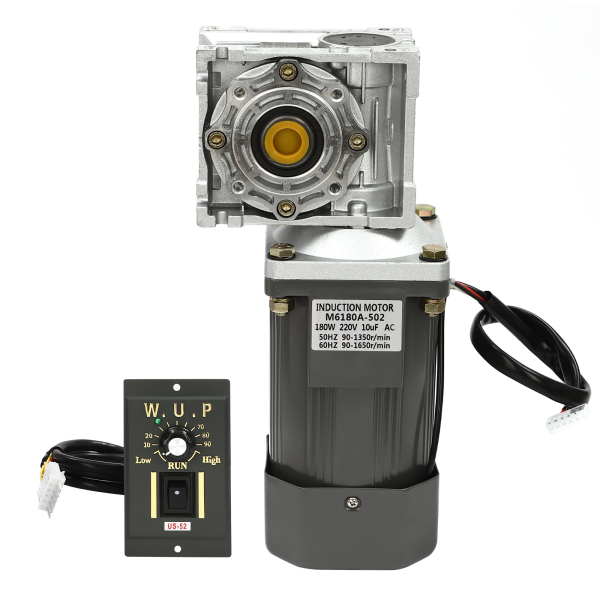 180W Worm Geared Motor with Speed Controller Powerful Electric Motor Gear Motor Adjustable Speed Pure Copper Coil for CNC Equipment Mechanical Equipment