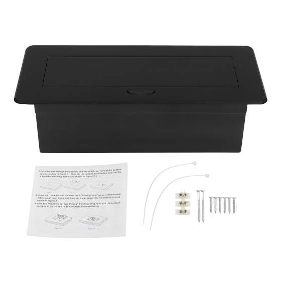 Pop-up socket with 2 USB, foldable, for kitchen/desk/workbench, black Pop-up socket with 2 USB, foldable, for kitchen/desk/workbench, black