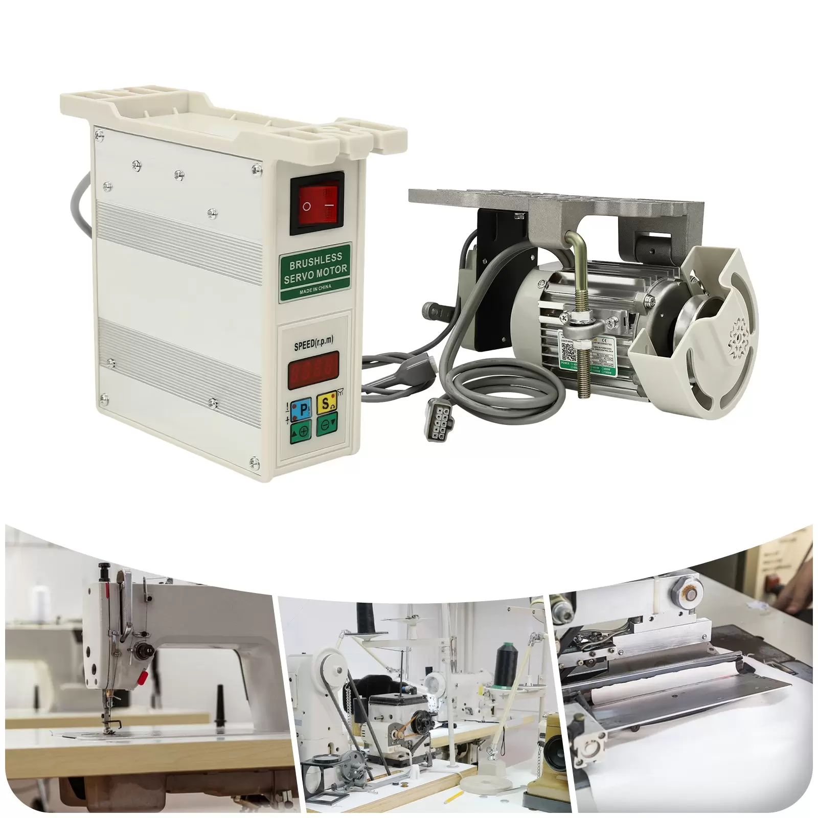 Industrial Sewing Machine Motor - For Industrial Sewing Machine, 600W - Brushless Quiet Motor for Sewing Machine 6N.m