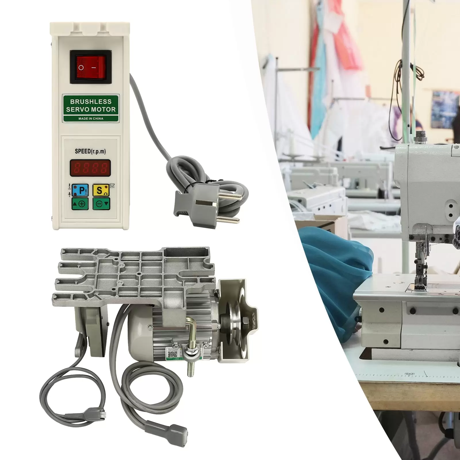 Industrial Sewing Machine Motor - For Industrial Sewing Machine, 600W - Brushless Quiet Motor for Sewing Machine 6N.m