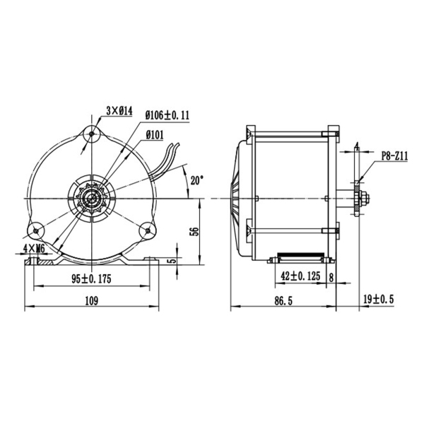 500W 24V Electric Gear Reduction Motor, Brushed Motor Reducer for Electric Bike, Brushed DC Motor