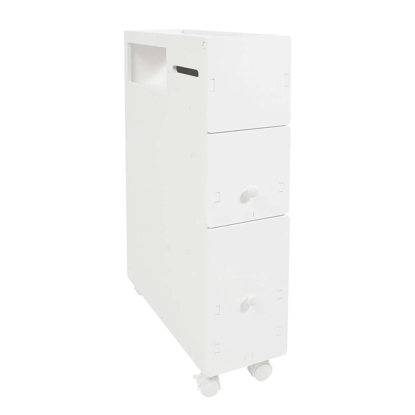 Toilet side cabinet-white BG231 medium,Bathroom Cabinet, Narrow Bathroom Shelf, Rolling Container 