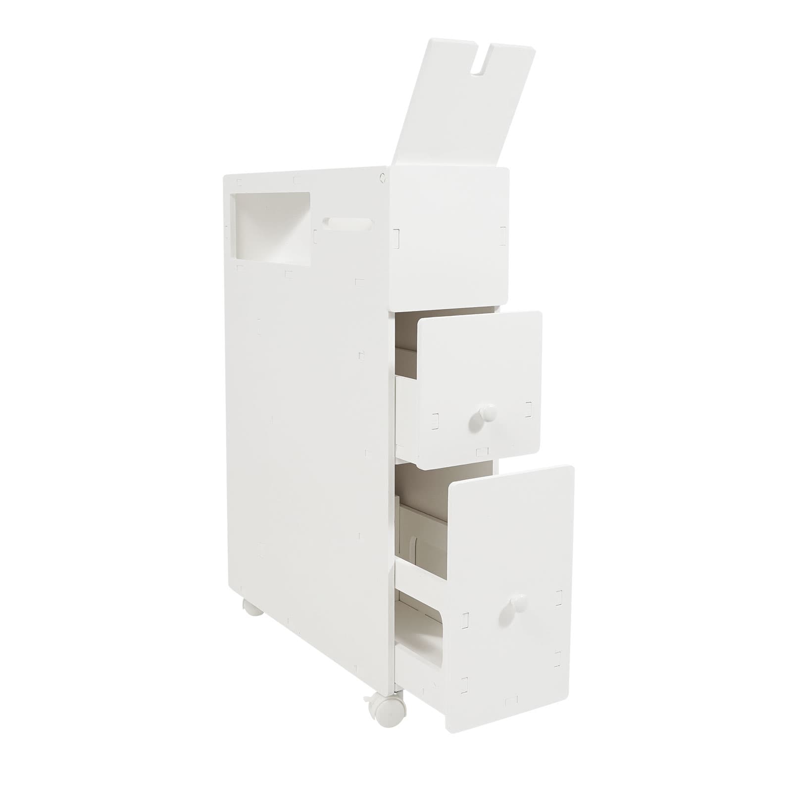 Toilet side cabinet-white BG231 medium,Bathroom Cabinet, Narrow Bathroom Shelf, Rolling Container 