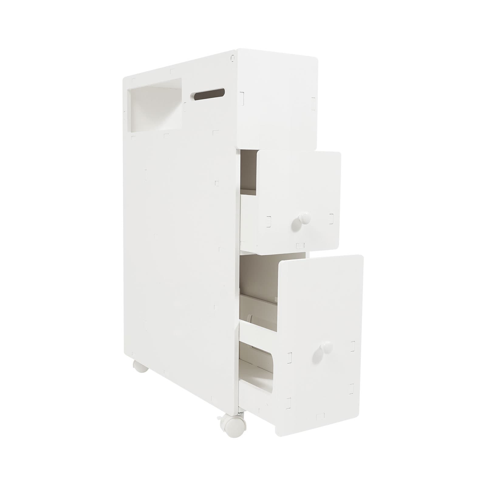 Toilet side cabinet-white BG231 medium,Bathroom Cabinet, Narrow Bathroom Shelf, Rolling Container 