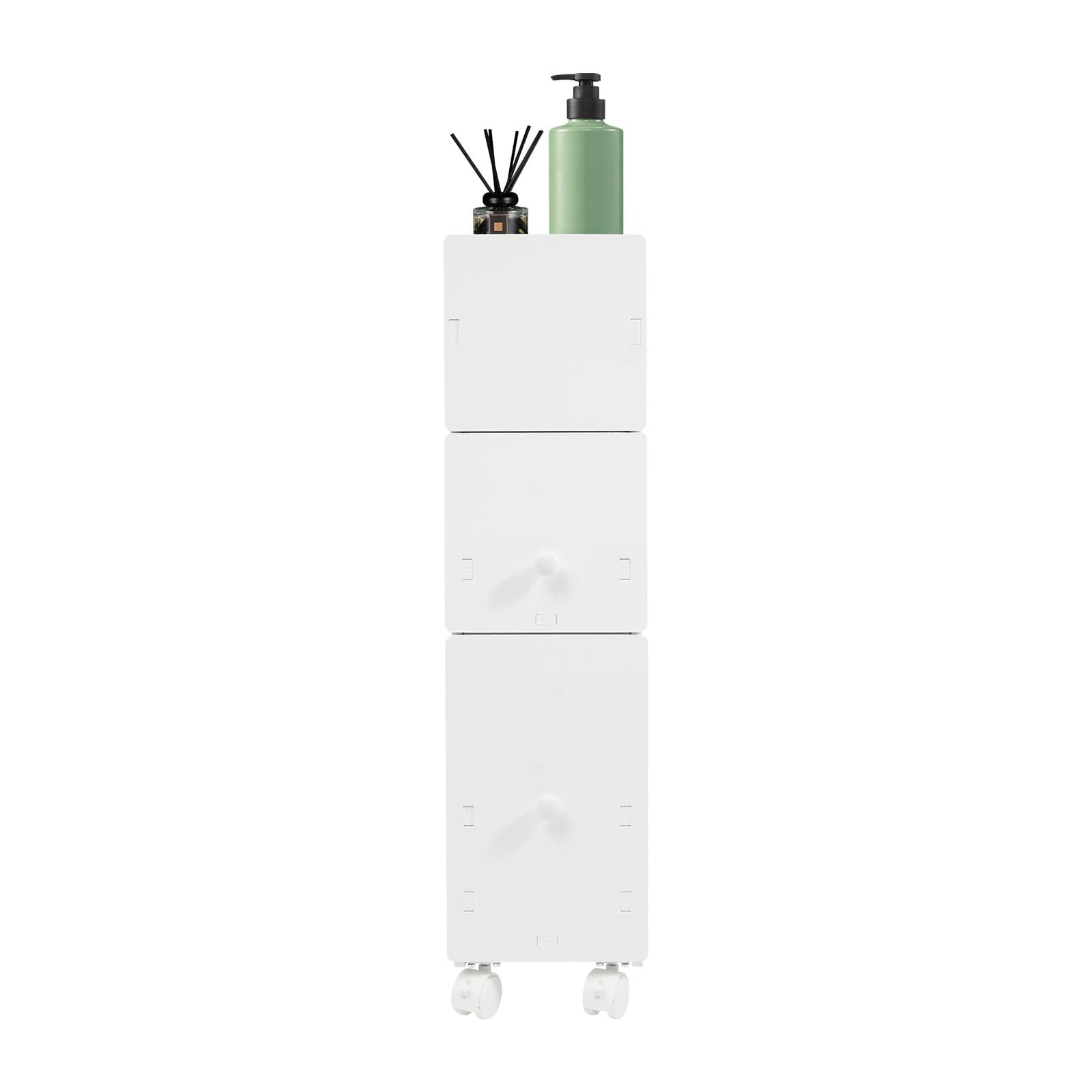 Toilet side cabinet-white BG231 medium,Bathroom Cabinet, Narrow Bathroom Shelf, Rolling Container 