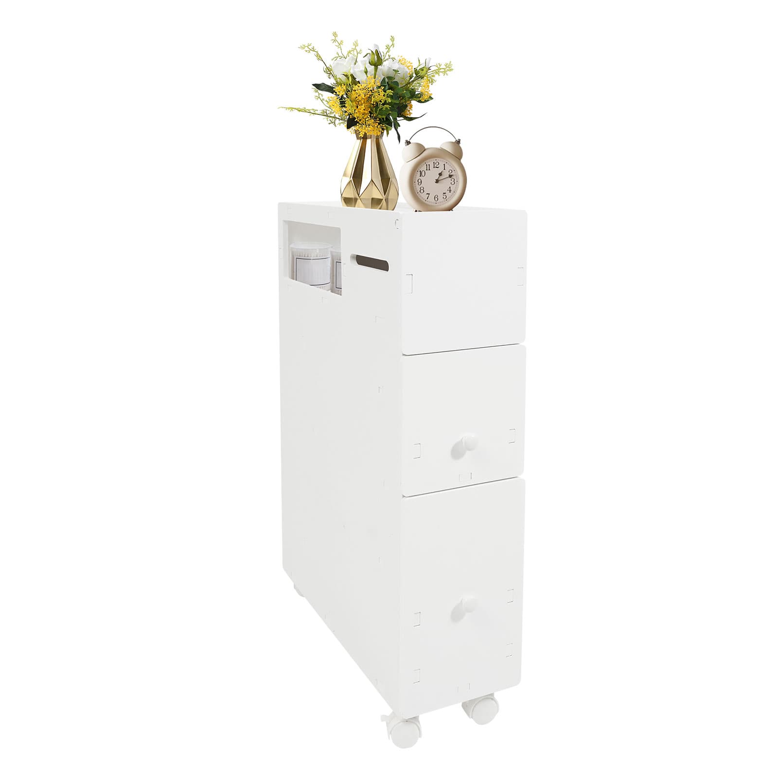 Toilet side cabinet-white BG231 medium,Bathroom Cabinet, Narrow Bathroom Shelf, Rolling Container 
